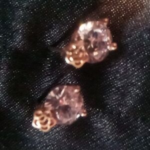 Elegant Gold Over 925 Sterling Silver Stamped Crystal Earrings In A Rose Setting